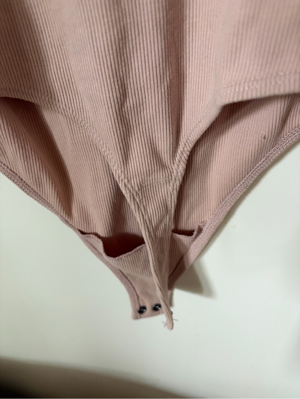 Women's Ribbed Button-Front pink bodysuit - Picture 9 of 9